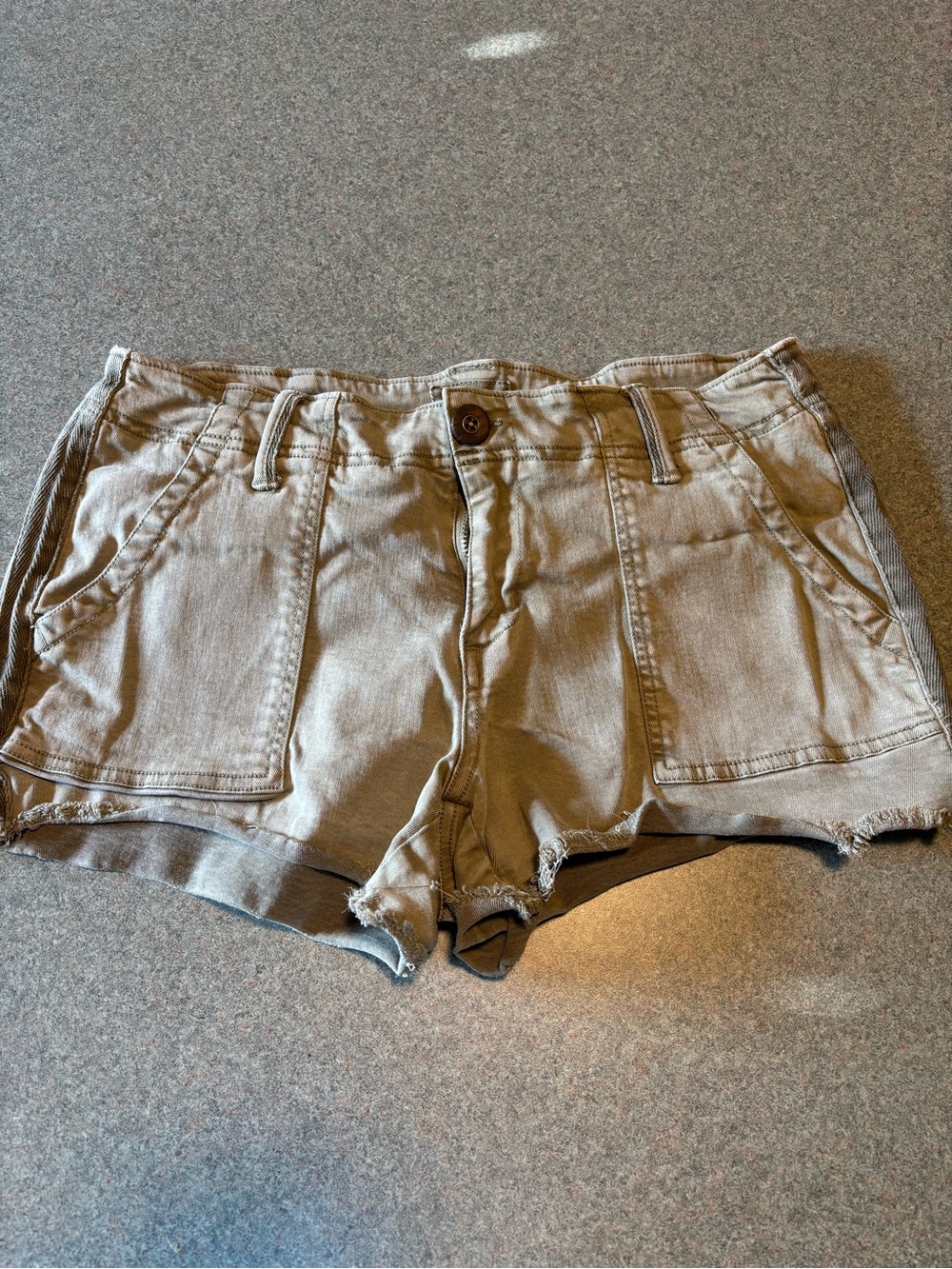 BKE Taupe Frayed Hem Jean Shorts
